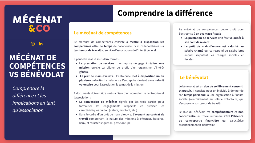 Capture mécénat de compétences vs bénévolat